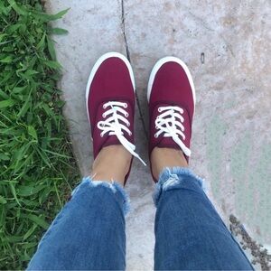 Burgundy Canvas Women’s Fashion Lace Up Sneakers✨